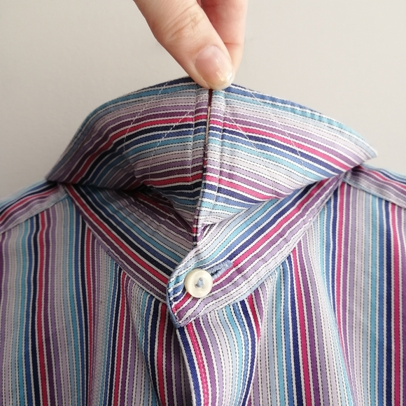 Robert Graham Men's 100% Cotton Striped Dress Shirt Purple, Pink, Blue 41 or 16 - Picture 9 of 16